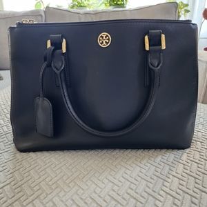 Tory Burch Black Leather Tote Bag